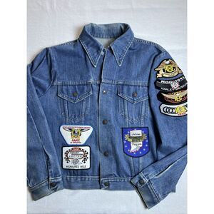 Vintage Harley-Davidson HOG Patched Denim Jacket 1990s Indiana Blue Trucker M/L